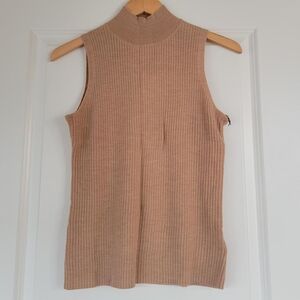 Halston Merino Wool Top in Warm Tan